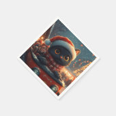 ブラックキャットローラーコースタークリスマス スタンダードカクテルナプキン (角)