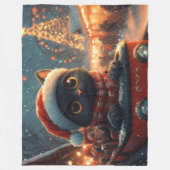 ブラックキャットローラーコースタークリスマス フリースブランケット (正面)