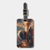 ブラックキャットローラーコースタークリスマス ラゲッジタグ (正面縦)