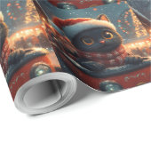 ブラックキャットローラーコースタークリスマス ラッピングペーパー (ロールコーナー)