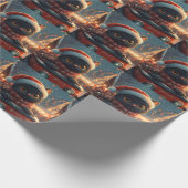 ブラックキャットローラーコースタークリスマス ラッピングペーパー (角)