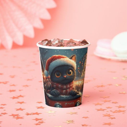 ブラックキャットローラーコースタークリスマス 紙コップ (インサイチュ)