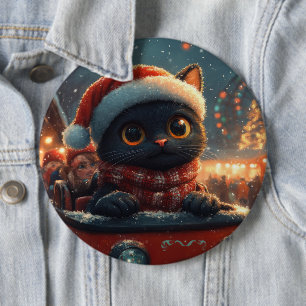 ブラックキャットローラーコースタークリスマス 缶バッジ