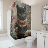 ブラックキャットヴィンテージクリスマス シャワーカーテン (インサイチュ)