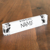 ブラックキャットヴィンテージスタイルデザイン デスクネームプレート (側面)