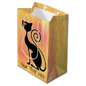 ブラックキャットヴィンテージスタイルデザイン ミディアムペーパーバッグ (正面アングル)