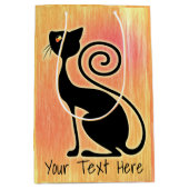 ブラックキャットヴィンテージスタイルデザイン ミディアムペーパーバッグ (正面)