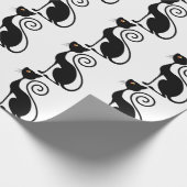 ブラックキャットヴィンテージスタイルデザイン ラッピングペーパー (角)