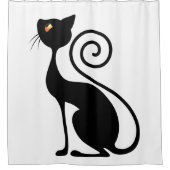 ブラックキャットヴィンテージスタイル シャワーカーテン (正面)
