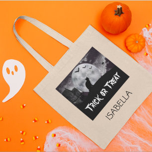 ブラックキャット不気味ハロウィーントリックまたはトリートバッグ トートバッグ