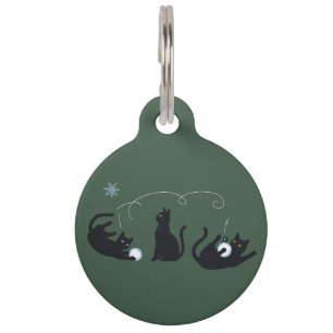 ブラックキャット冬かわいいクリスマス冬 ペット ネームタグ