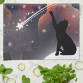 ブラックキャット宇宙射撃、 発砲スター キッチンタオル (折り畳み)
