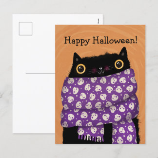ブラックキャット秋シーズンハッピーハローウィン シーズンポストカード