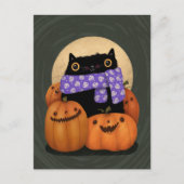 ブラックキャット秋シーズンハッピーハローウィン シーズンポストカード (正面)