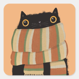 ブラックキャット秋シーズンハッピーハローウィン スクエアシール