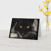 ブラックキャット誕生日カード70カスタマイズ歳の願い事 カード (黄色い花)