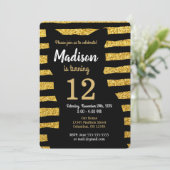 ブラックキャット誕生日招待状/グラム/グリッター 招待状 (スタンド正面)