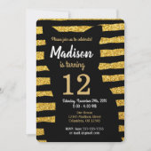 ブラックキャット誕生日招待状/グラム/グリッター 招待状 (正面)