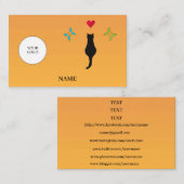 ブラックキャット赤いハート&蝶のソーシャルメディア 名刺 (正面/裏面)