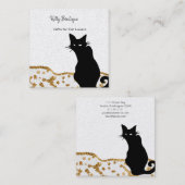 ブラックキャット金ゴールドスターズスクエアビジネスカード スクエア名刺 (正面/裏面)