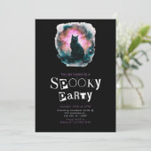 ブラックキャット銀河系モダンミニマリストハロウィーン 招待状 (スタンド正面)