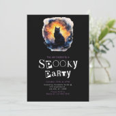ブラックキャット銀河系モダンミニマリストハロウィーン 招待状 (スタンド正面)