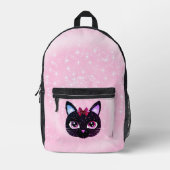 ブラックキャット顔 プリントバックパック (正面)