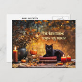 ブラックキャット魔法ブックスビーチハローウィン シーズンポストカード (正面/裏面)