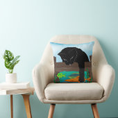 ブラックキャット魚釣りターコイズ装飾用クッション クッション (椅子)