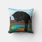ブラックキャット魚釣りブルー装飾用クッション クッション (正面)