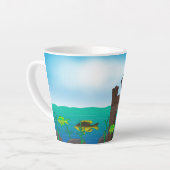 ブラックキャット魚釣り カフェラテマグ (左アングル)