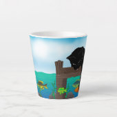 ブラックキャット魚釣り カフェラテマグ (正面)