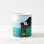 ブラックキャット魚釣り コーヒーマグカップ (中央)