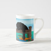 ブラックキャット魚釣り ボーンチャイナマグカップ (右)