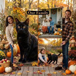 ブラックキャット3家族写真 ハロウィーン ボタニカル おしゃれ シェルパブランケット