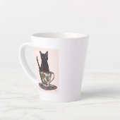 ブラックキャット・イン・ティーカップ カフェラテマグ (左アングル)