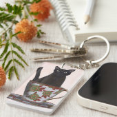 ブラックキャット・イン・ティーカップ キーホルダー (正面右)