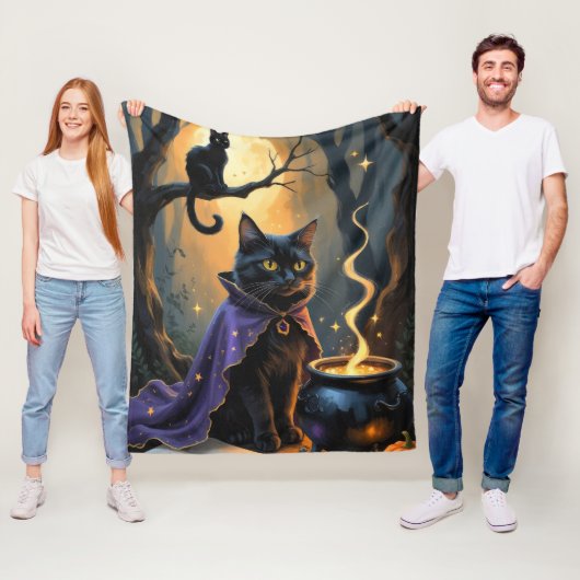 ブラックキャット+ウィズミカル+ハロウィンペインティング フリースブランケット (インサイチュ)