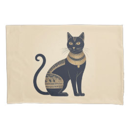 ブラックキャット エジプト風クリーム 枕カバー