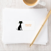 ブラックキャット&オレンジキュート差出人住所ラベル ラベル (インサイチュ)