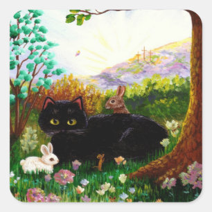 ブラックキャット クリスチャン アート 絵画 クリエイションアーツ LRA スクエアシール