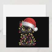 ブラックキャット クリスマスツリー ライト 面白いサンタ キッテン シーズンカード (正面/裏面)