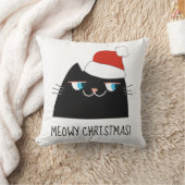 ブラックキャット クリスマス クッション | かわいいサンタキティ (ブランケット)