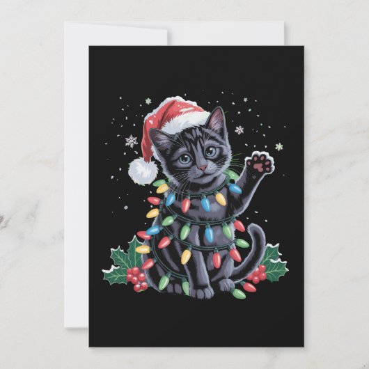 ブラックキャット クリスマス サンタ ハット メオウィー Xmas ホリデー (正面)