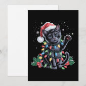 ブラックキャット クリスマス サンタ ハット メオウィー Xmas ホリデー (正面/裏面)