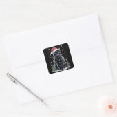 ブラックキャット クリスマス サンタ ハット 面白い ニャーニャー 猫 スクエアシール (封筒)