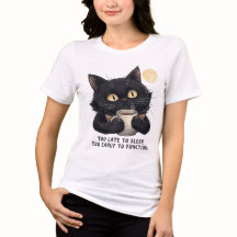 ブラックキャット コーヒーTシャツ - 眠るには遅すぎる