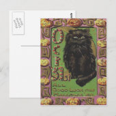 ブラックキャット ジャック・オ・ランタン かぼちゃ ポストカード (正面/裏面)