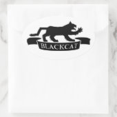 「ブラックキャット」スタンプ 楕円形シール (バッグ)
