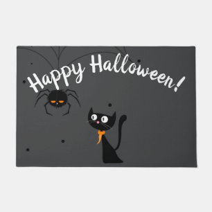 ブラックキャット&スパイダーハロウィン ドアマット